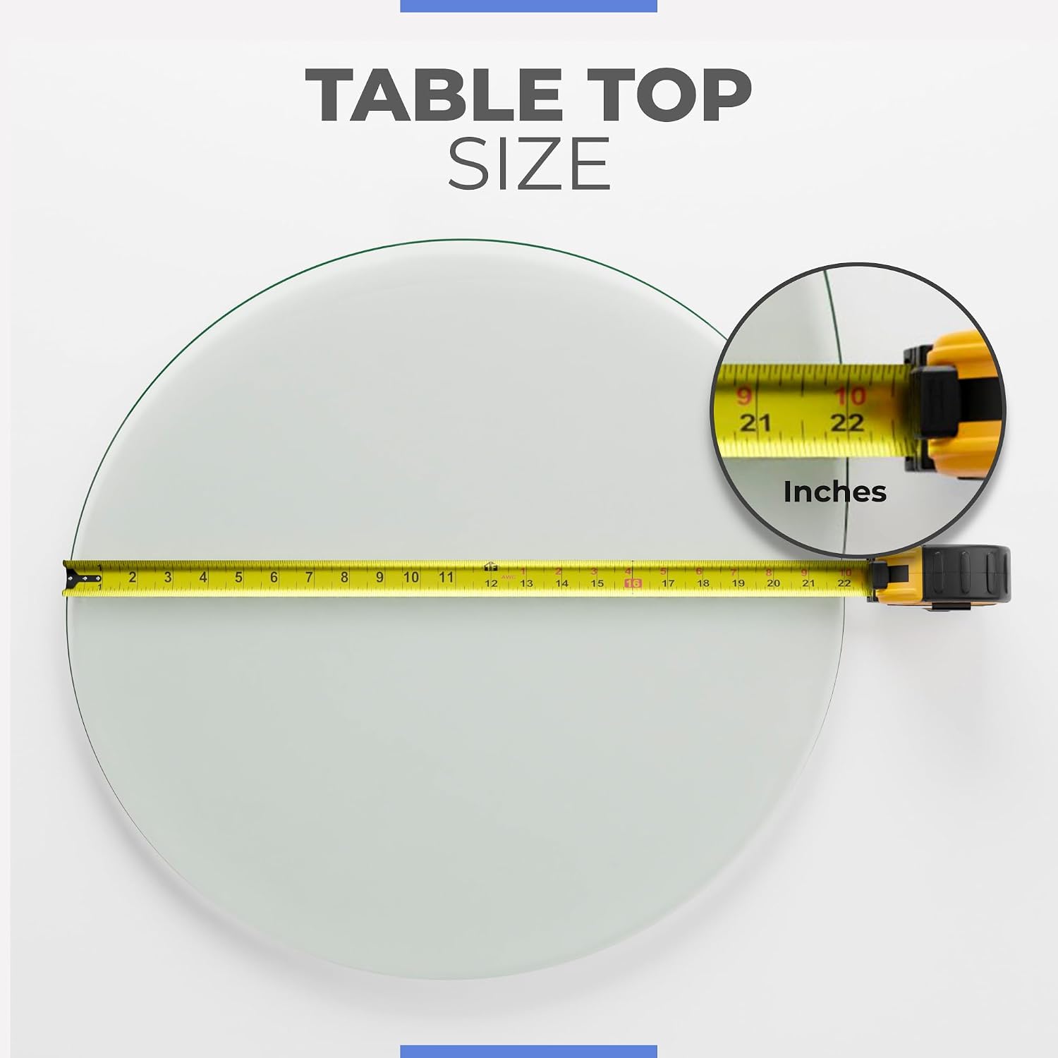 22 Inch Round Tempered Beveled Polished Edge Glass Table Top -1/2” Thick Round Glass Table Top–Heavy Duty, Dining, Coffee, and Office Tables by Fab Glass and Mirror