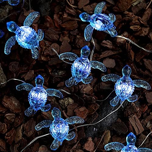 Beach Theme -Cute Green Sea Turtle String Lights- Ocean Fairy Decorative Lights- 10ft 30 LEDs -USB Powered -Multi-Function- Remote Control-Christmas