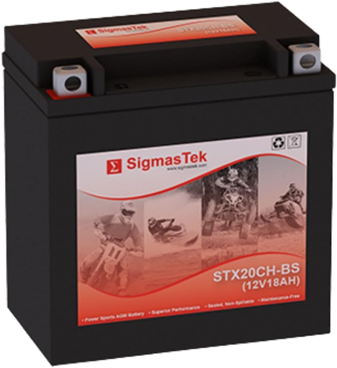 Yuasa YTX20CH-BS Compatible SLA Motorcycle Battery by SigmasTek, STX20CH-BS 260CCA