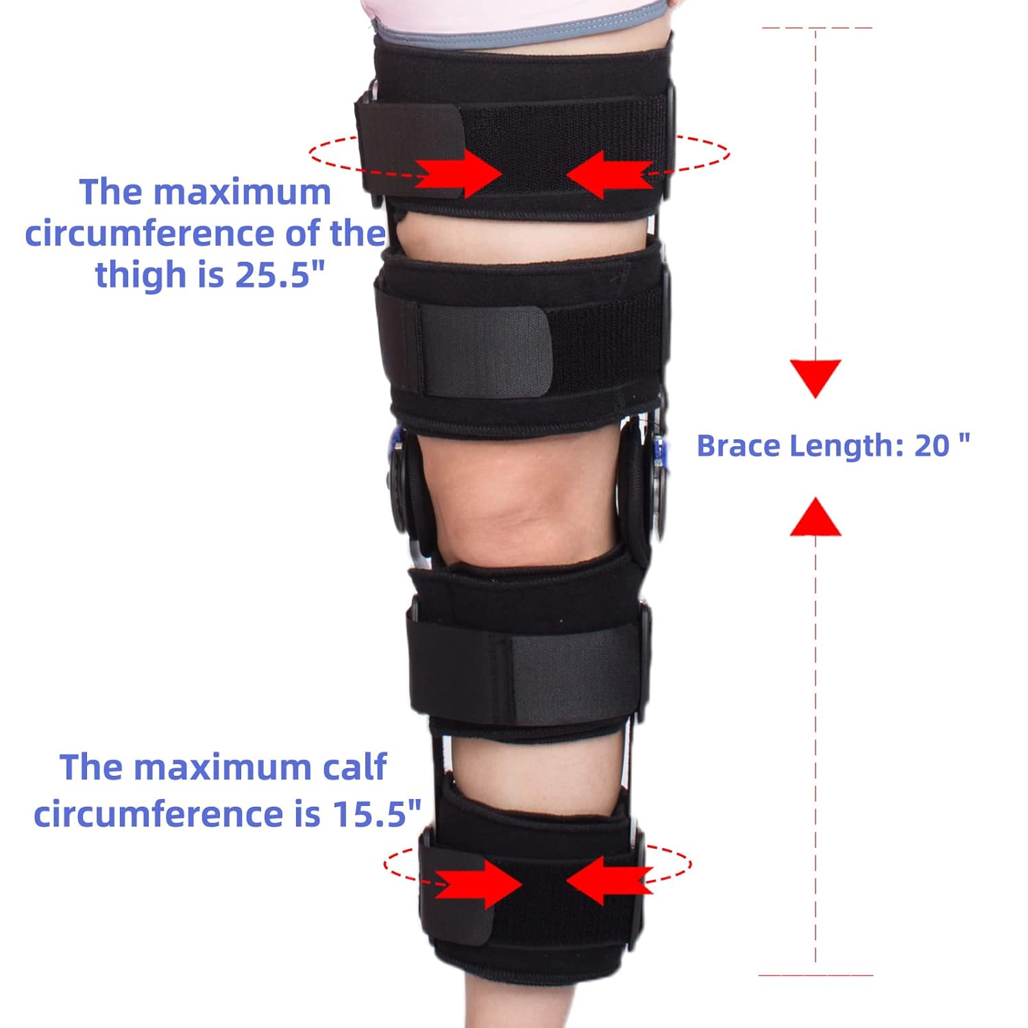 Hinged ROM Knee Brace Post Op Knee Support Adjustable Knee Immobilizer with Side Leg Stabilizers for Men and Women for Meniscus Tear, Arthritis, ACL