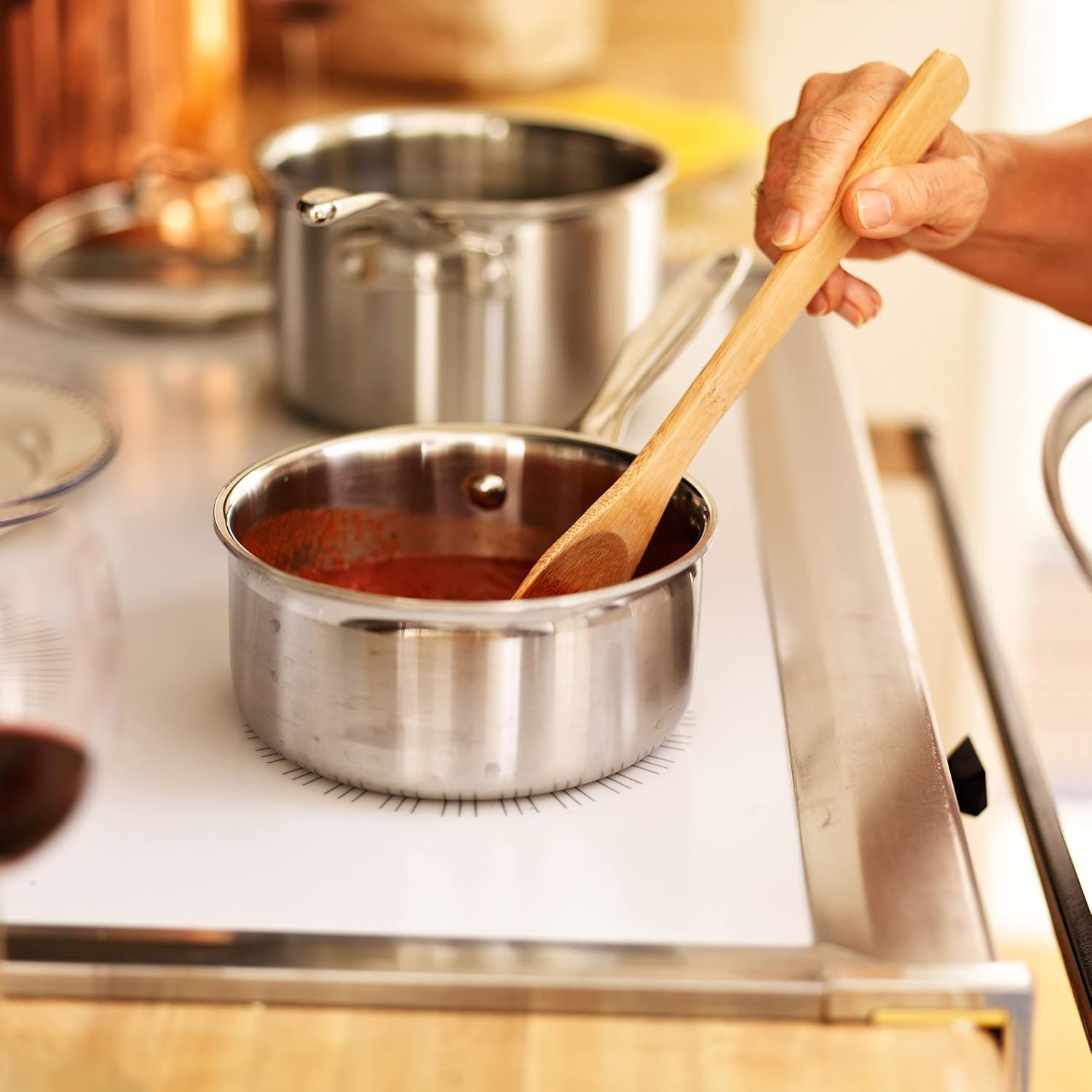 6 Cup Double Boiler Pot Set – 1.5 Quart Stainless-Steel Saucepan 2-in-1 with Vented Glass Lid – Kitchen Cookware with Measurements by Classic