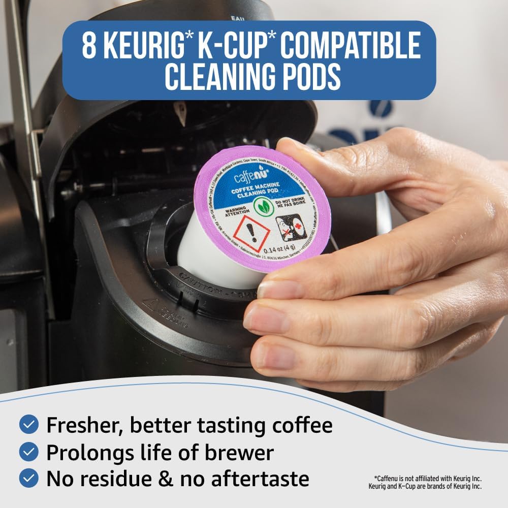 Caffenu Keurig Compatible Cleaning Rinse Pods, 8-Pod Cleaner Kit