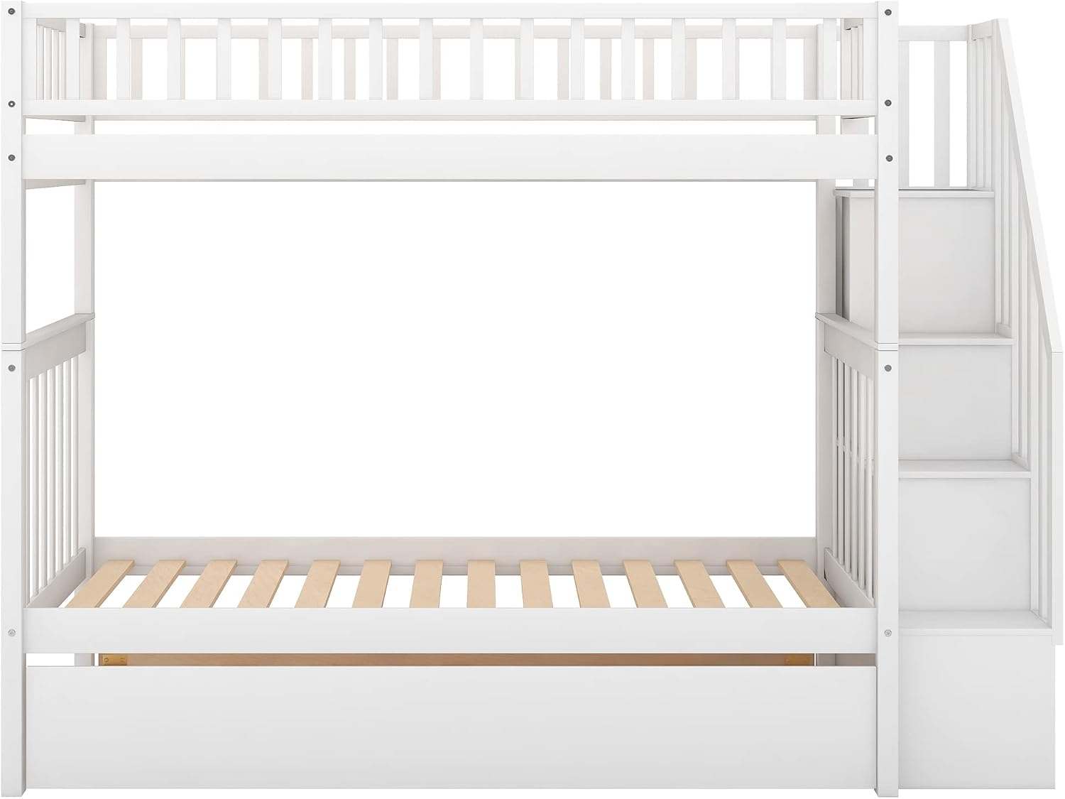 Bellemave Full Over Full Bunk Beds with Stairs Stairway Bunk Bed Frame with Storage Shelves for Teens Adult, Detachable Wood Full Bunk Bed, Gray