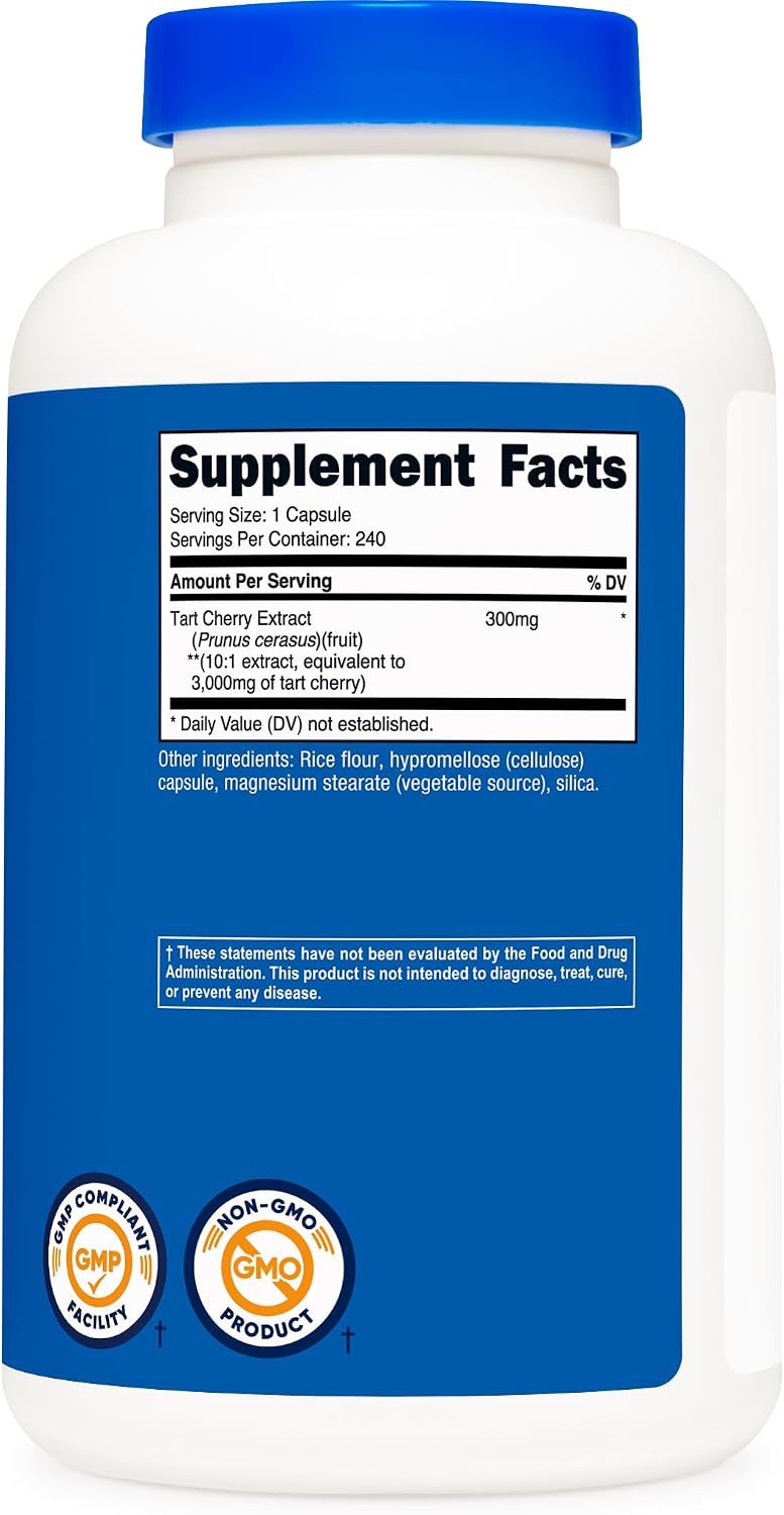 Nutricost Tart Cherry Extract 240 Vegetarian Capsules, Gluten-Free | 240 Servings per Bottle, GMO-Free