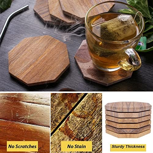 Sandstone Water Absorbent Hand Crafted Octagon Coasters with Holder for Drinks 4 Inches Wide Thirsty Stone Bar/Drink Coasters Made from Real Solid
