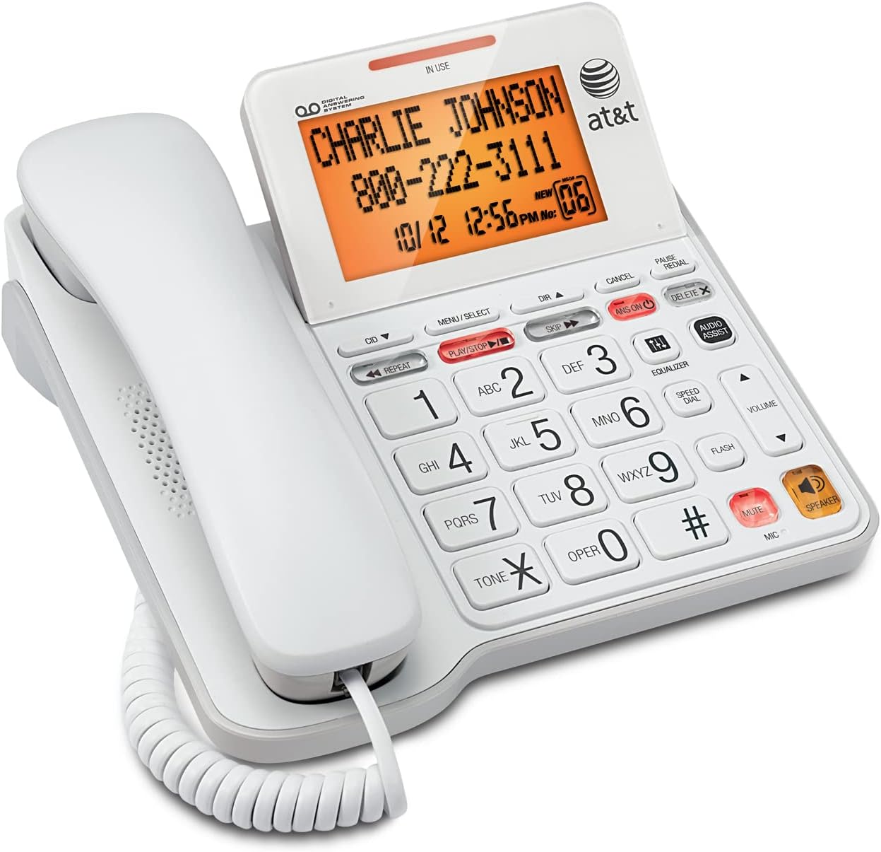 AT&T CL4940 Corded Phone with Digital Answering System, Caller ID, Large Tilt Display