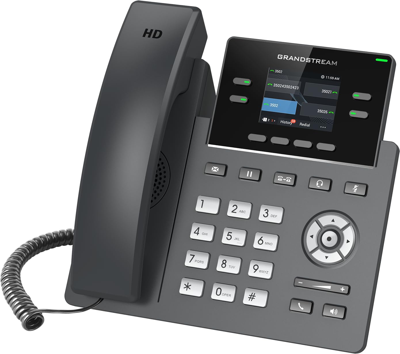 Grandstream GRP2612W IP Phone | 4 Lines, 4 SIP Accounts | 2.4-Inch Color Display | Wi-Fi 5 | Dual-Port 10/100 Ethernet with Integrated PoE