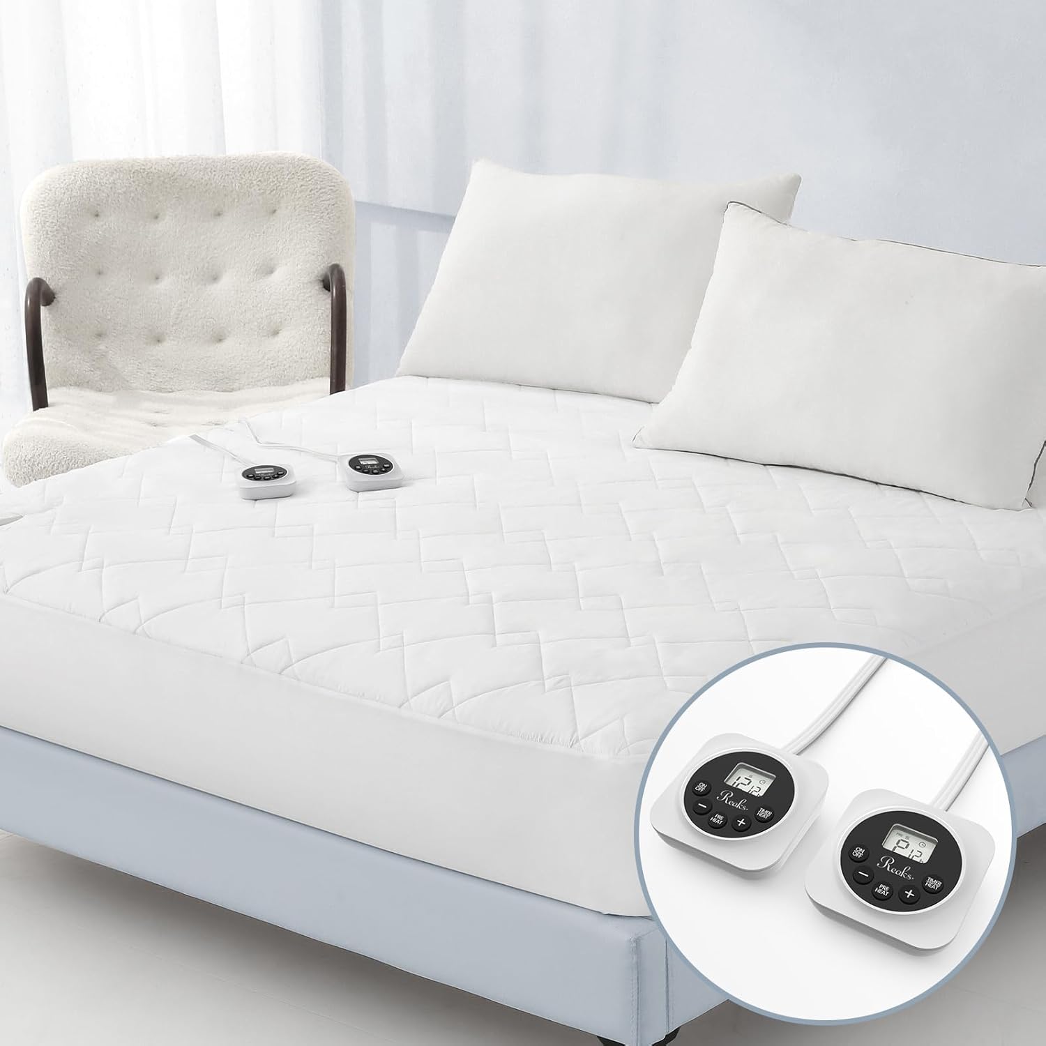 Heated Mattress Pad King, 3D Air Fabric, Preheat & Memory for Cold Winter