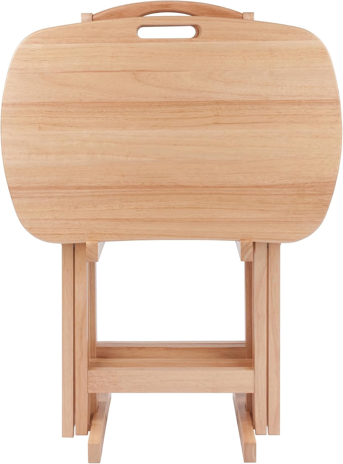 Winsome Lucca Set of 4 Foldable Snack Tables with Storage Rack, Walnut, 26" | Easy to Store Portable Fold Up Table Set for Kitchen, Living Room TV Dining, Crafts, Puzzles, Work From Home
