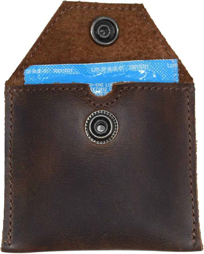Hide & Drink, Rustic Leather Tampon Case, Condom Holder Pouch, Secret Stash Handmade :: Bourbon Brown