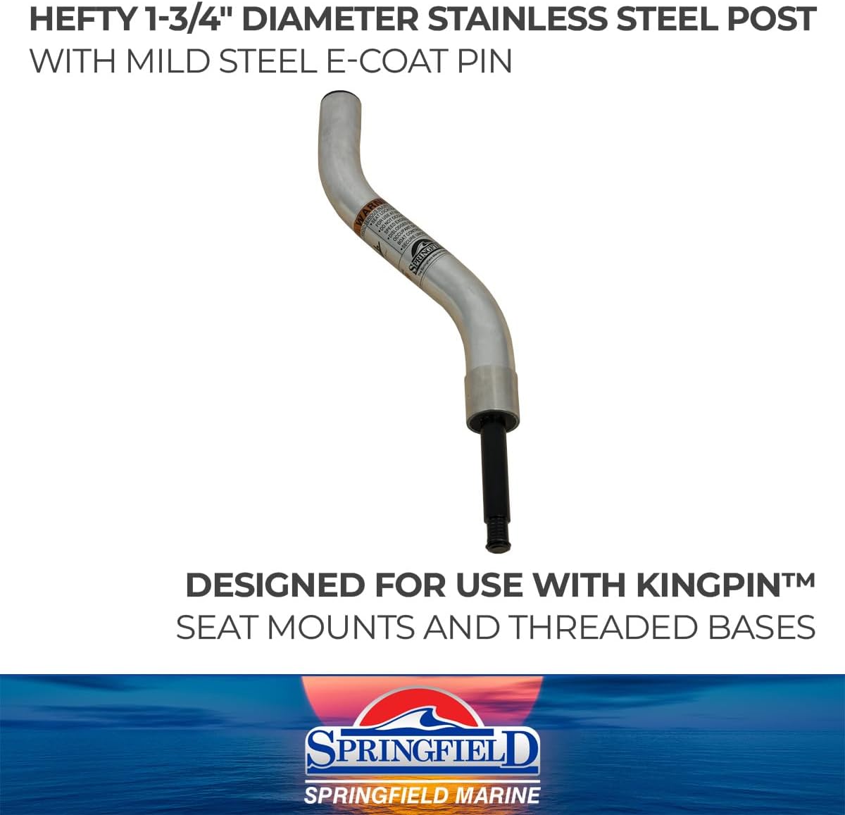 Springfield 1630402-CSS Threaded Fixed-Height Offset Post for Kingpin Seat Mounts and Bases - 13", Satin Finish