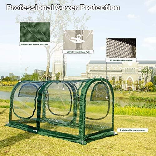 Porayhut Portable Greenhouse Tent, Easy Set-Up Gardening Flower House & Plant Sunshine Room with PVC Cover