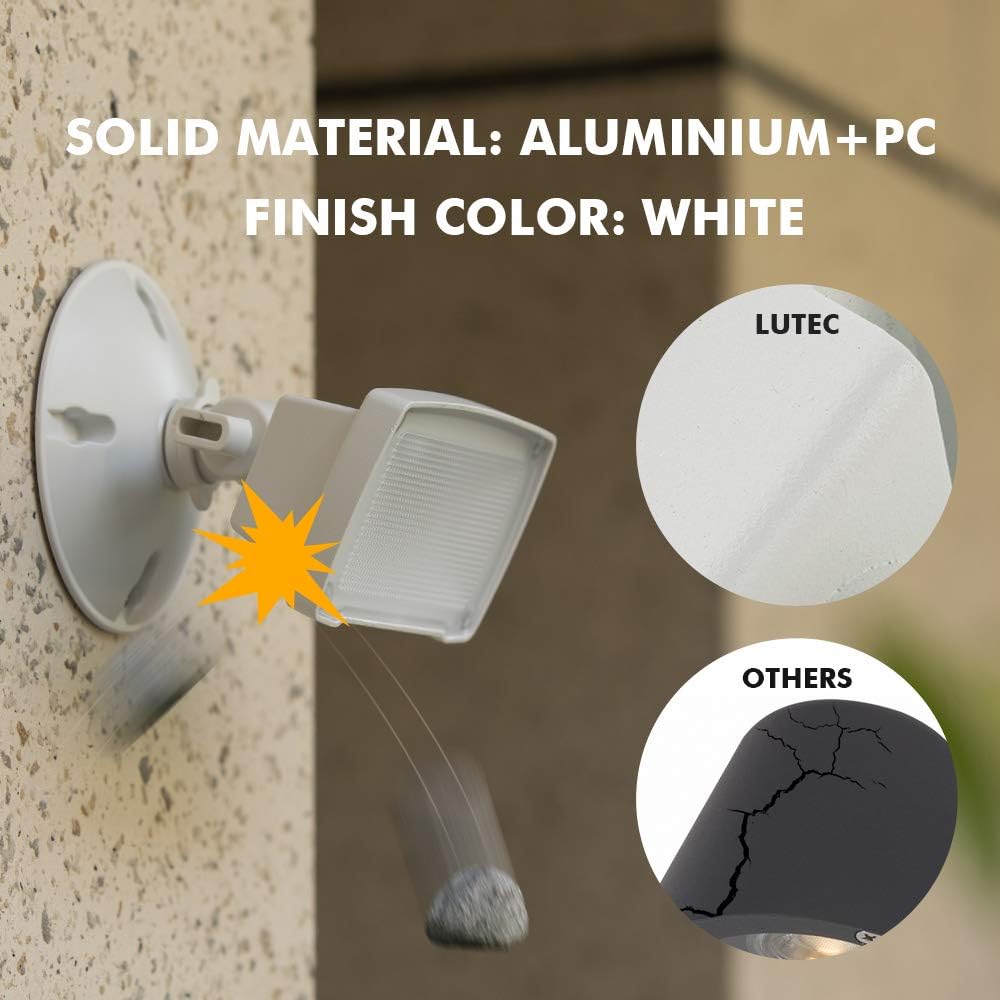 LUTEC 2 Packs 14W LED Flood Light Outdoor, 1300LM 5000K Single-Head Floodlight