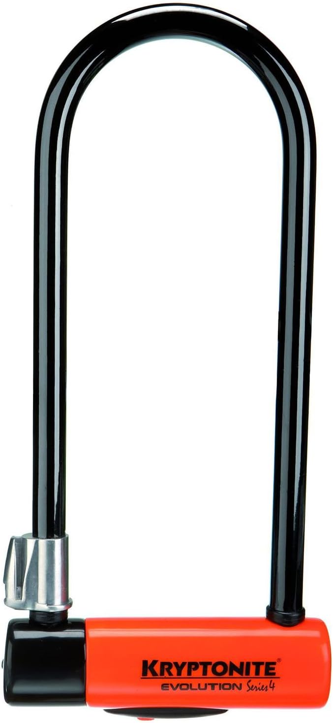 Kryptonite Evolution Long Shackle Bike U-Lock, 14mm Steel Bicycle Lock | Heavy duty anti-theft security for bikes and scooters. 4in x 11.5in interior. Includes FlexFrame-U mounting bracket and keys.