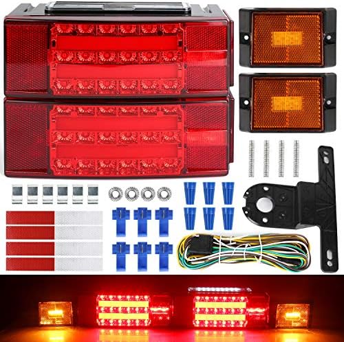 New Submersible LED Trailer Light Kit, Super Bright Brake Stop Turn Tail License Lights for Camper Truck RV Boat Snowmobile Over 80" Inches