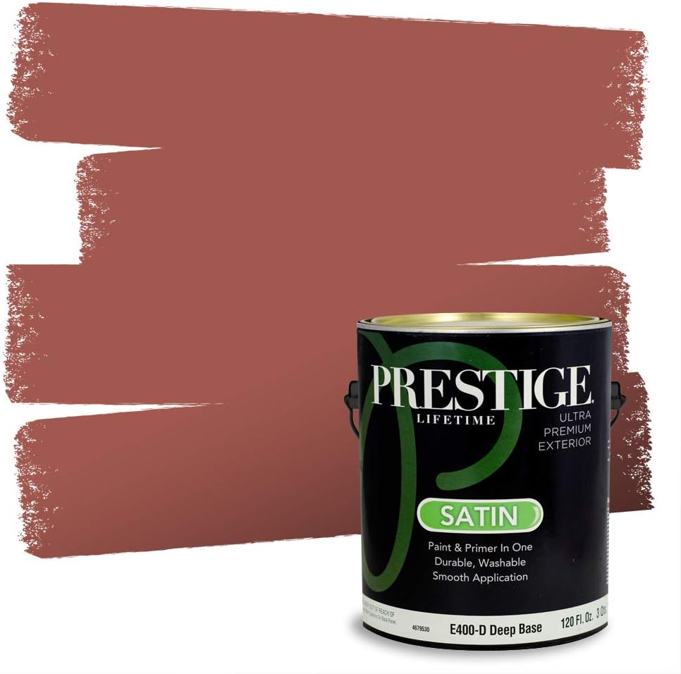 PRESTIGE Paints Exterior Paint and Primer In One, 1-Gallon, Satin, Comparable Match of Sherwin Williams* Grandeur Plum*
