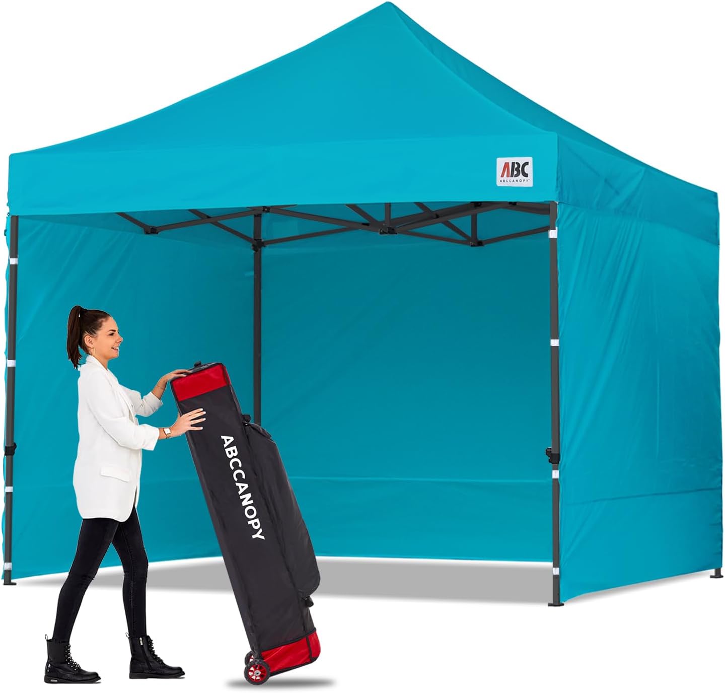 ABCCANOPY Heavy Duty Easy Pop up Canopy Tent with Sidewalls 10x20, Turquoise
