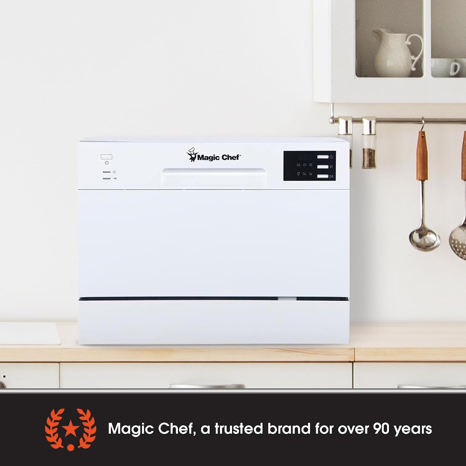 Magic Chef Compact Countertop Dishwasher, Portable Mini Dish Washing Machine for Kitchen Counter, 6 Plate Washer Capacity