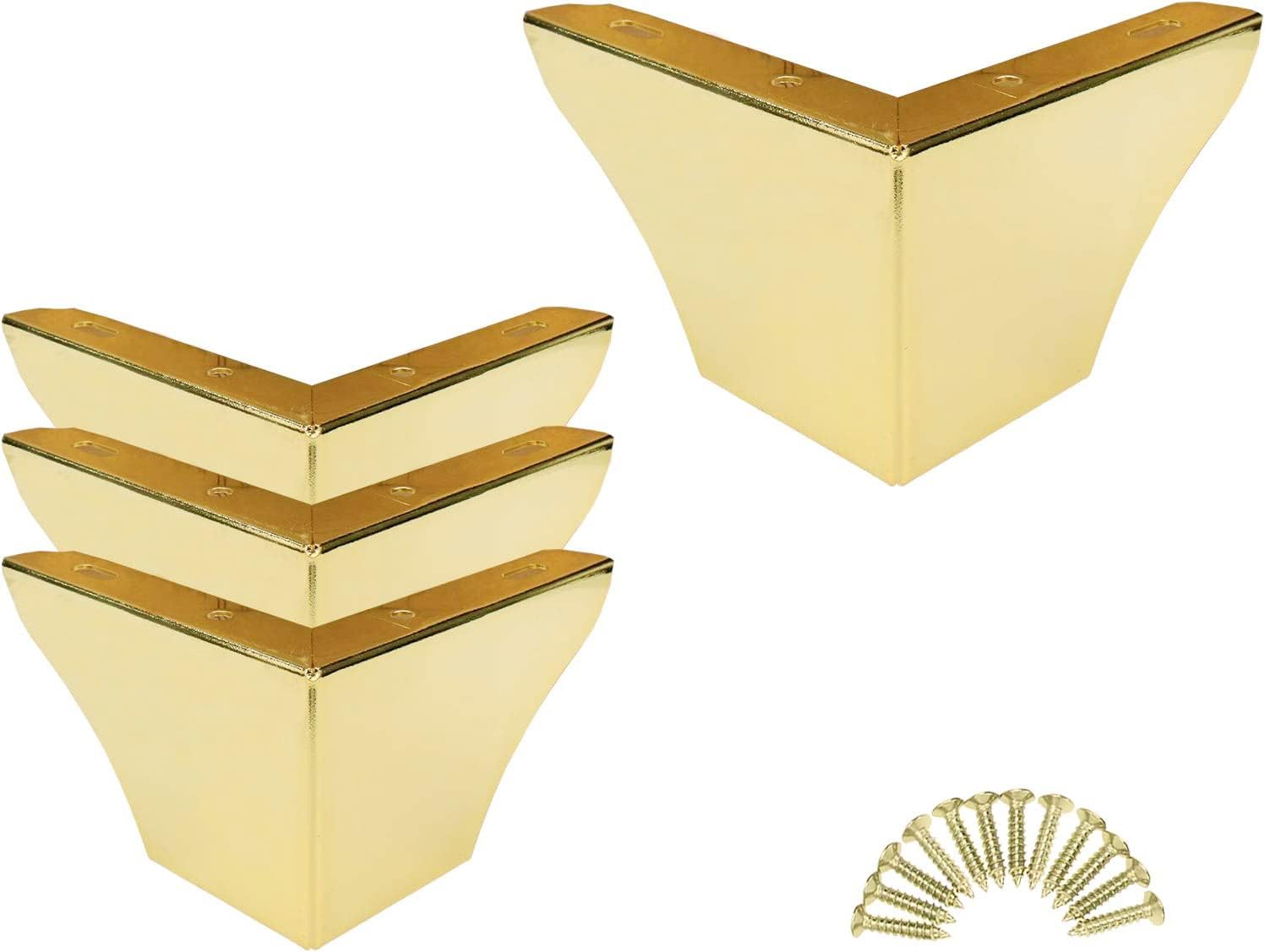 Bitray Metal Sofa Leg 2 Inch Height L Shape Furniture Leg Gold Sofa Legs Table Cabinet Cupboard Couch Leg Furniture Feet Replacement - 4pcs