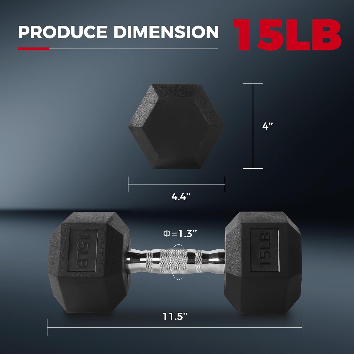 RitFit Rubber Coated Hex Dumbbell Weights Set for Home Gym | Cast Iron Core, Anti-Slip Knurled Chrome Handle, Hexagon Anti-Roll, Heavy-Duty Dumbbell Set for Strength Training