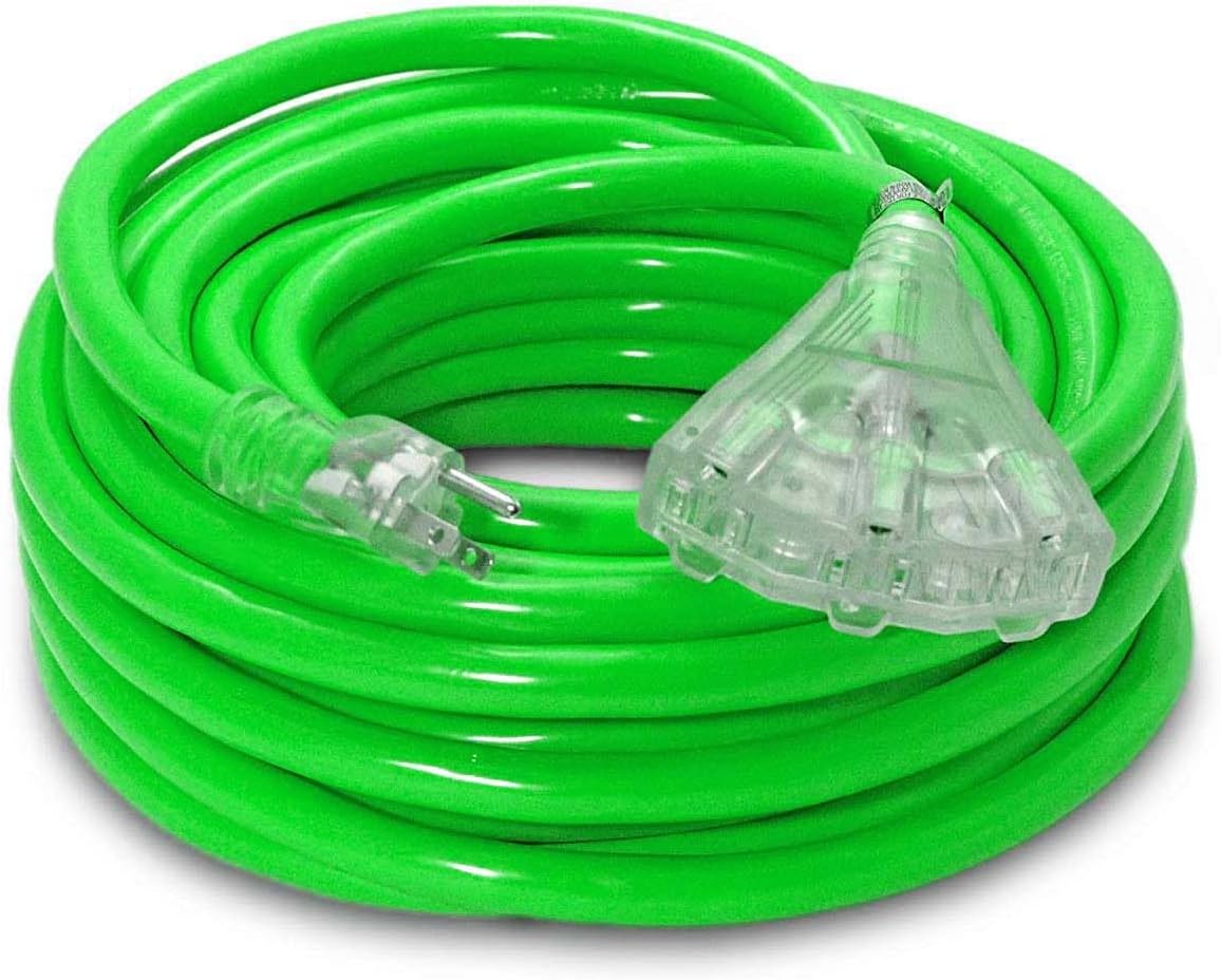 12/3 10 ft Extension Cord 3 Prong Grounded Plug 12 Gauge Extension Cord 10 ft Lighted Indoor Outdoor SJTW Heavy Duty 12 Gauge 10 feet Extension