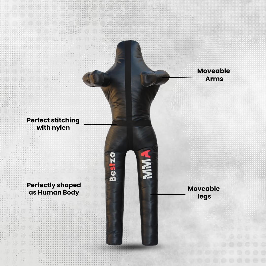 Bestzo MMA Grappling Dummy for Adult,Wrestling Dummy Jiu Jitsu, Judo Punching Bag Sparring Self Defense Training Dummy Black - Unfilled
