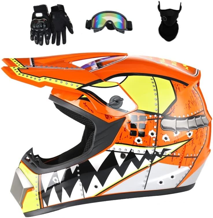 Motocross Offroad Helmet Dirt Bike Street Helmet Motorcycle Helmets ATV BMX MX Helmet with Gloves Goggles Mask for Unisex Youth Kids DOT / FMVSS 218
