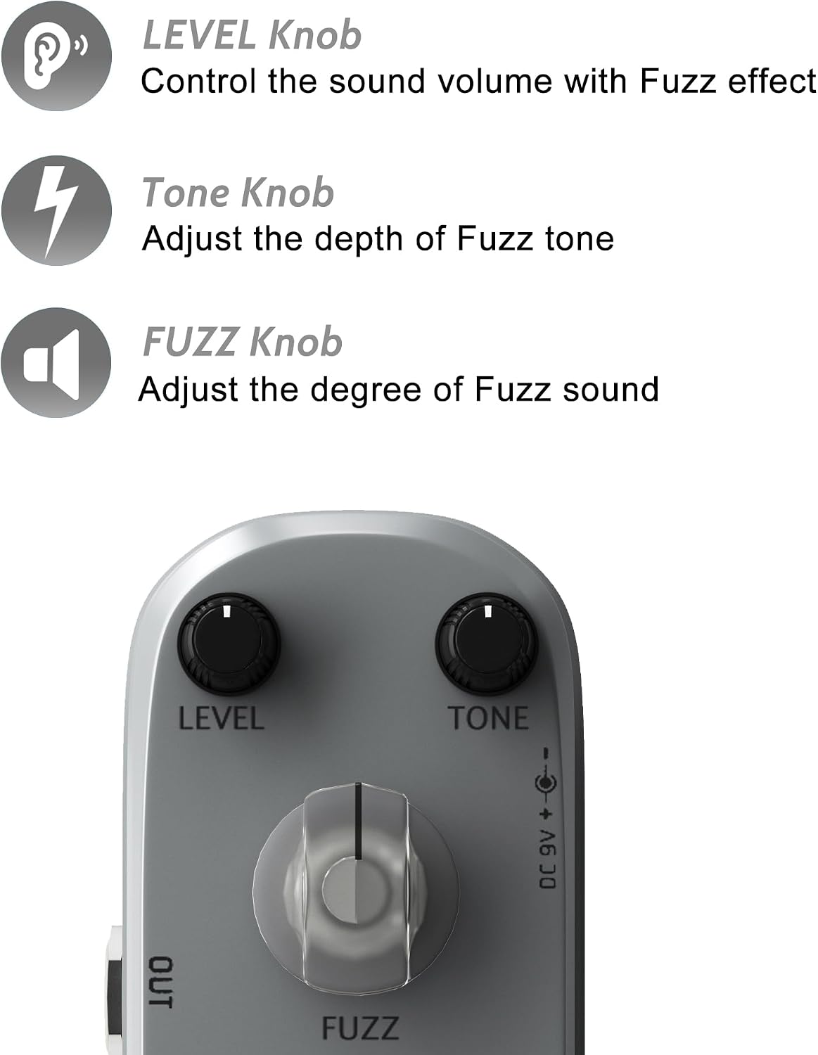 AZOR 5 Band Bass EQ Pedal, Aluminium Alloy True Bypass Equalizer Effect Pedal, Compact Mini Tone Control Pedal for Electric Bass Guitar
