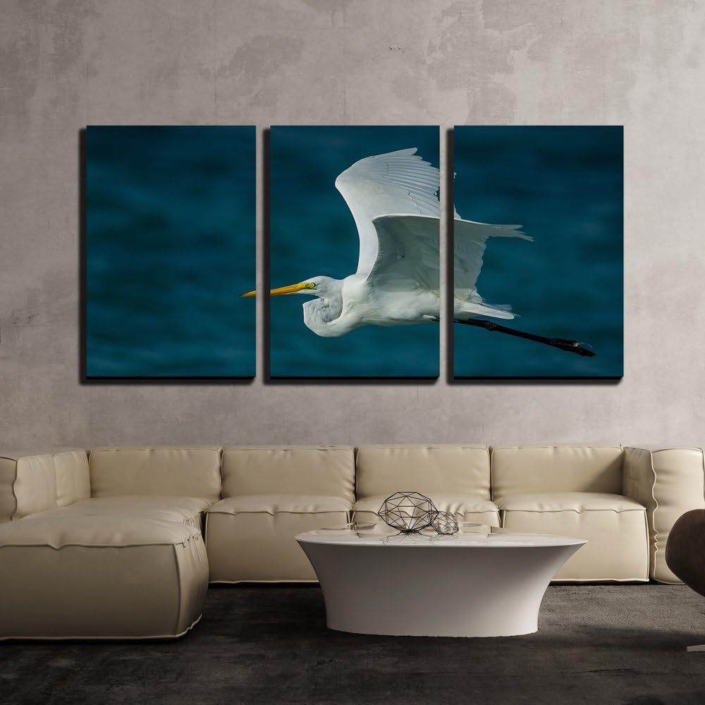 wall26 - 3 Piece Canvas Wall Art - Blue Ocean Waves - Modern Home Art Stretched and Framed Ready to Hang - 16"x24"x3 Panels