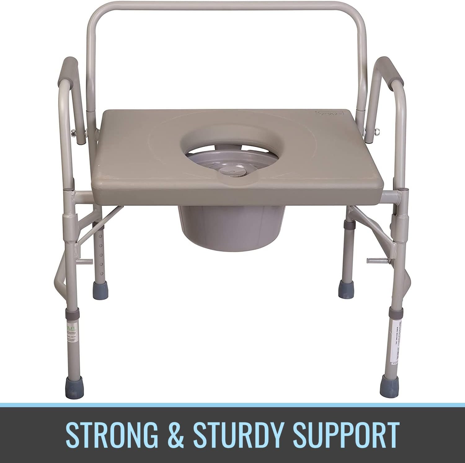 DMI Bedside Commode, Portable Toilet, Commode Chair, Raised Toilet Seat with Handles, Holds up to 500 Pounds with Included 7 qt Commode Bucket