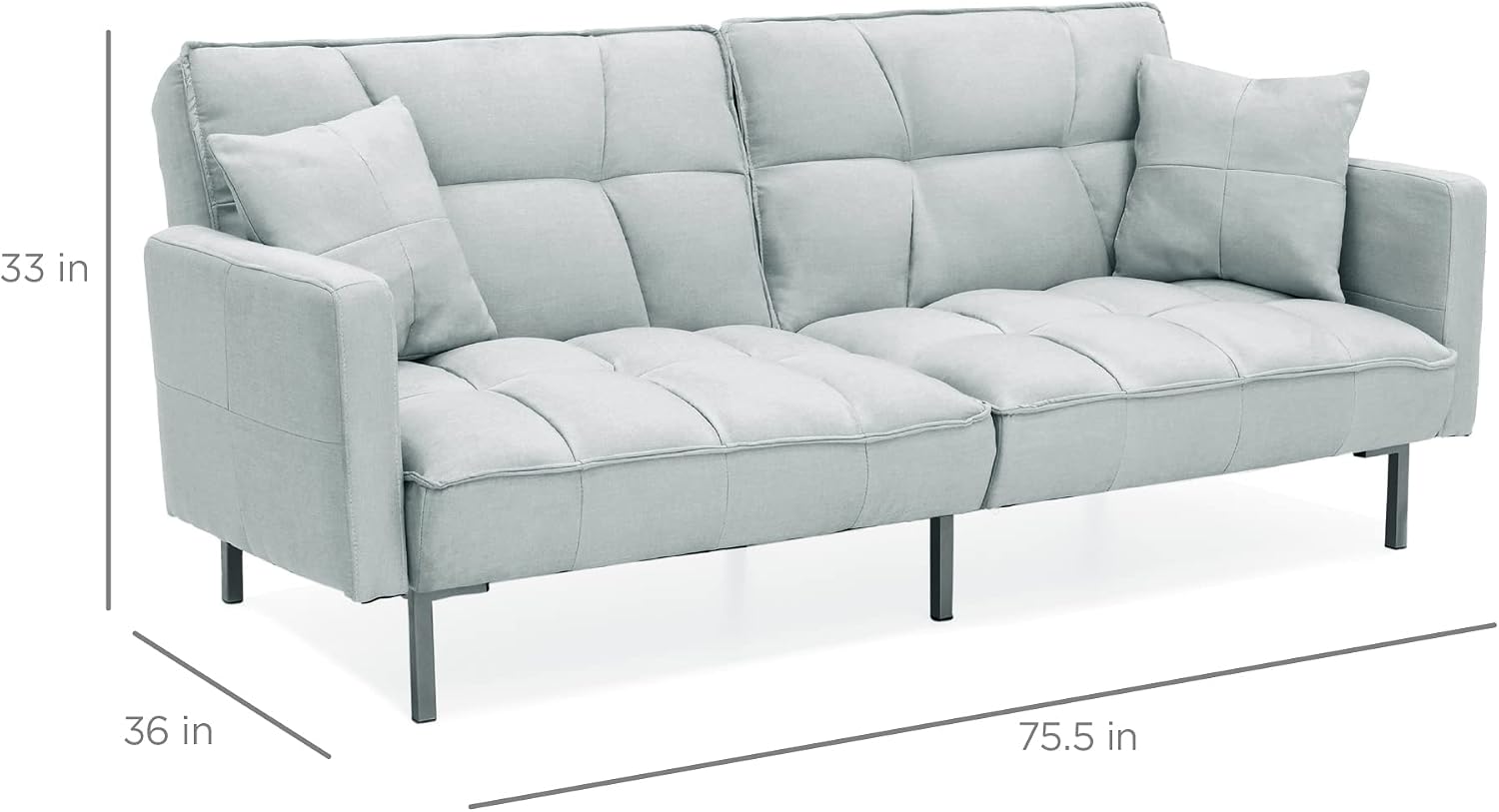 Best Choice Products Convertible Linen Fabric Tufted Split-Back Plush Futon Sofa Furniture for Living Room, Apartment, Bonus Room