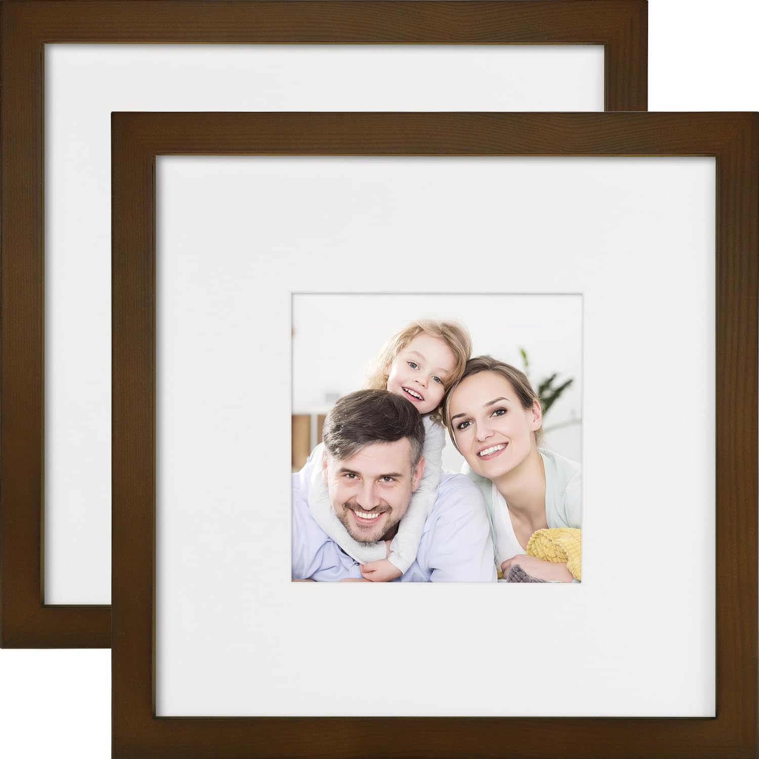 Picture Frames 8x8 2 Pack Made of Solid Wood Black for Wall Mounting and Tabletop Display