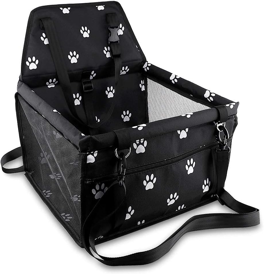Petbobi Dog Car Seat for Small Dogs and Cats up to 15 lbs, Portable Booster | Pink, Water-resistant Oxford fabric, PVC Tubes, Folds Flat, Clip-on Leash Keeps Pups Secure and Drivers Focused