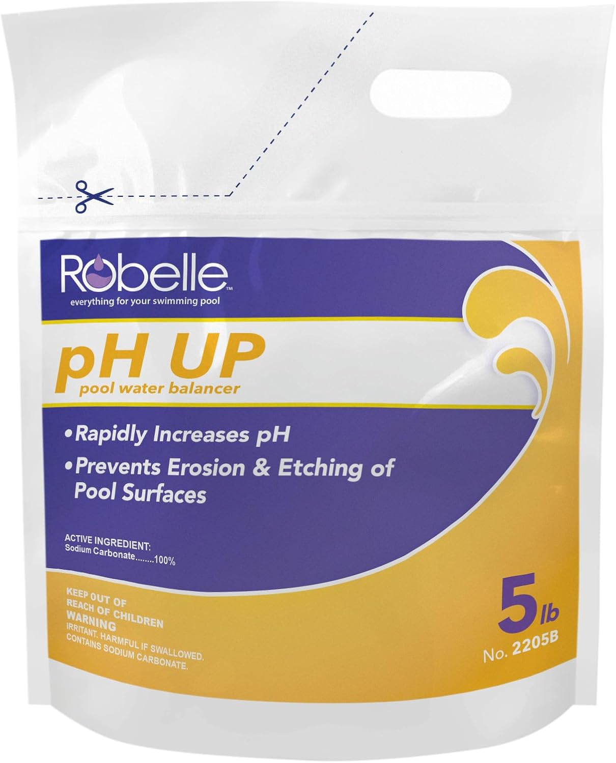 Robelle 5-Pounds Premium pH Up for Swimming Pools | 100% Sodium Carbonate, Raises pH, pH Increaser, Easy To Use, Works Fast