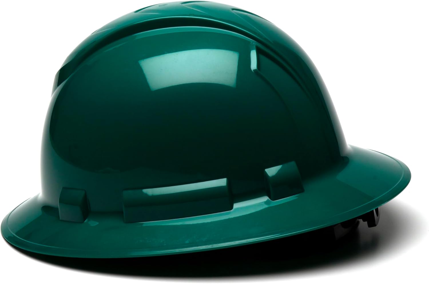 Pyramex Ridgeline Full Brim Hard Hat 4 Point Ratchet White | Full-brim sun & rain protection, HDPE shell, Ratchet suspension, Construction & utility, ANSI Z89.1 Type I Class C/G/E