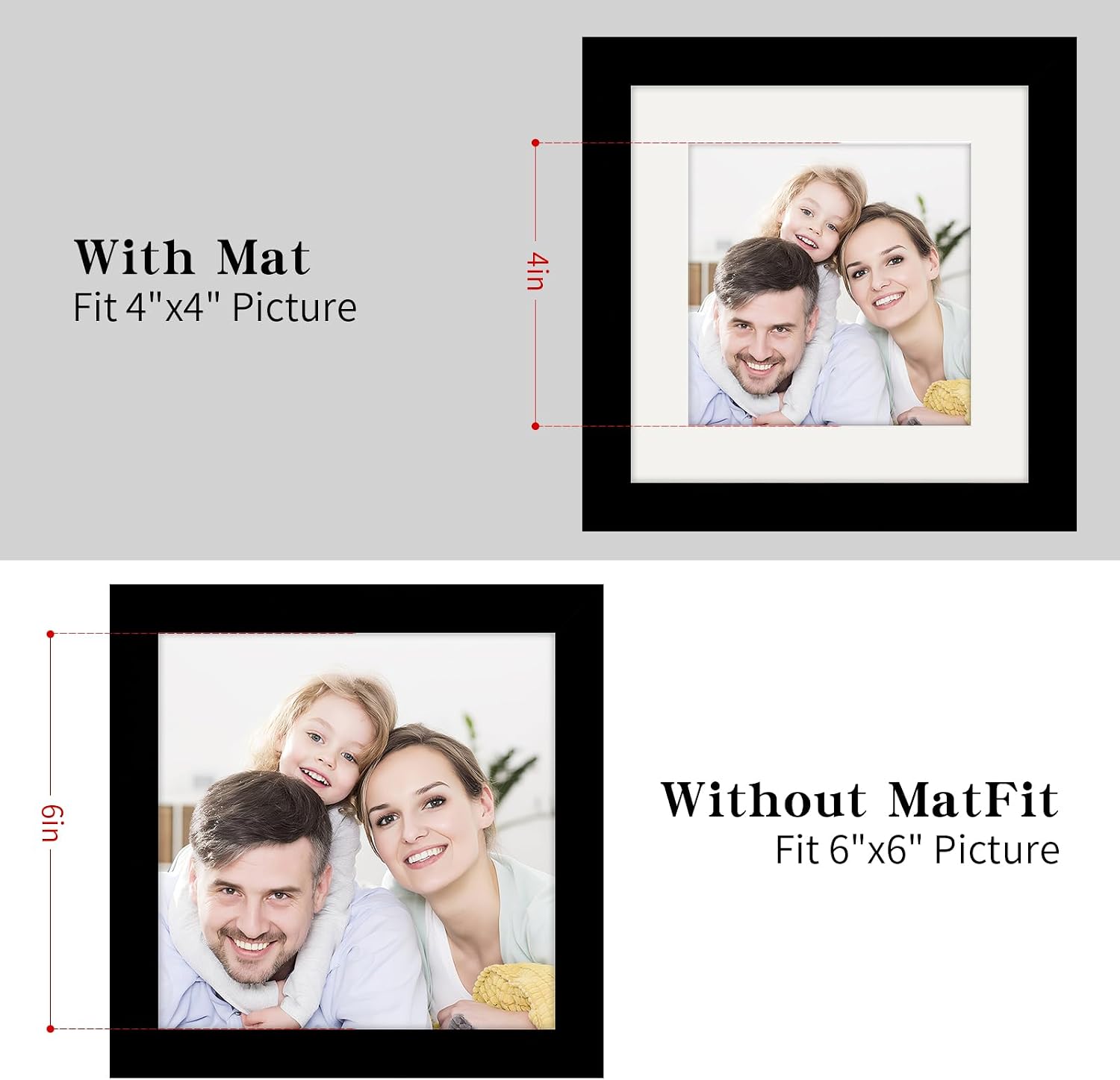 Picture Frames 8x8 2 Pack Made of Solid Wood Black for Wall Mounting and Tabletop Display