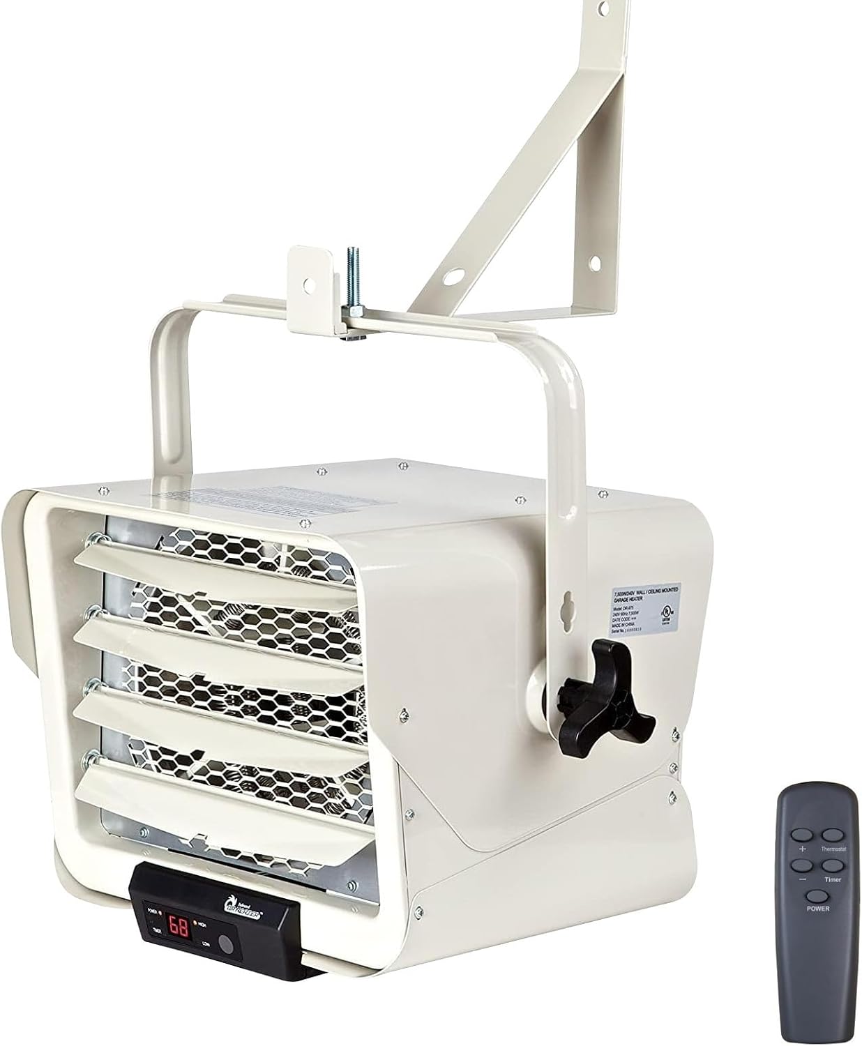 DR. INFRARED HEATER DR-910F 10,000-Watt 240V Heavy-Duty Hardwired Shop Garage Heater Wall/Ceiling Mounted with Remote Controlled Thermostat