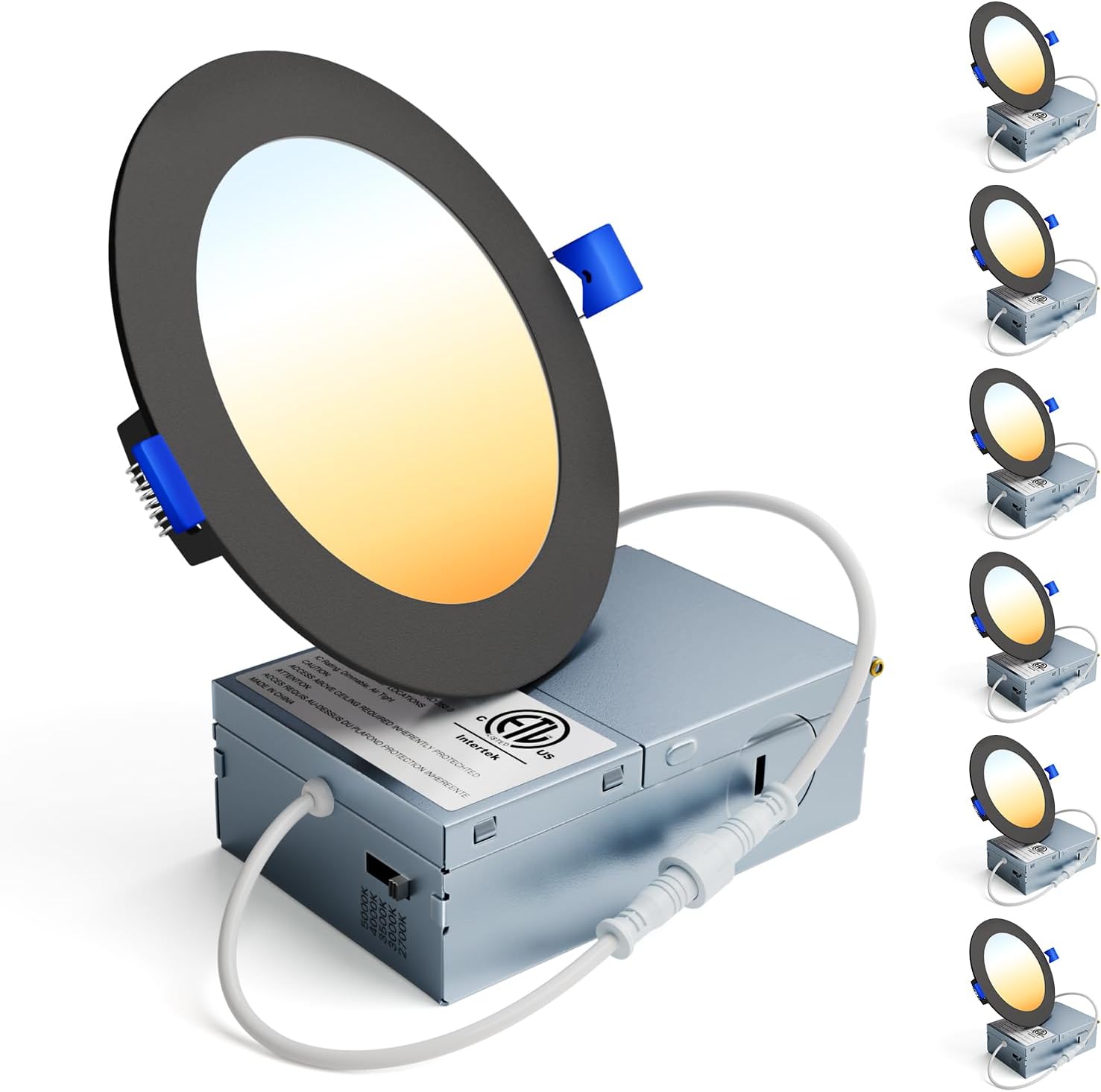 Ensenior 6 Pack 6 Inch LED Recessed Light, 5CCT Dimmable Canless Wafer