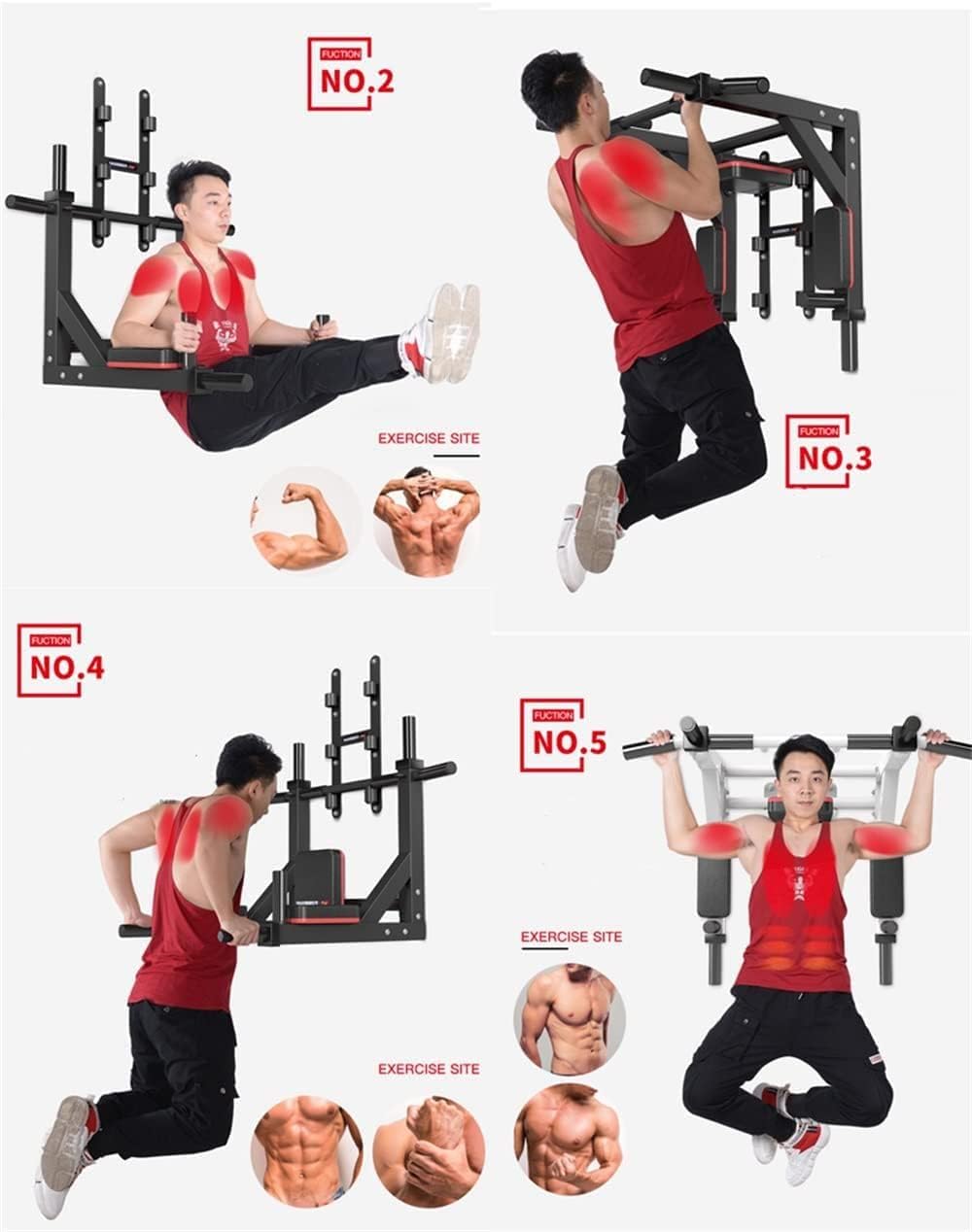 HAKENO Multifunctional Wall Mounted Pull Up Bar/Chin Up bar,Dip Station for Indoor Home Gym Workout,Power Tower Set Gym Equipment 800LBS