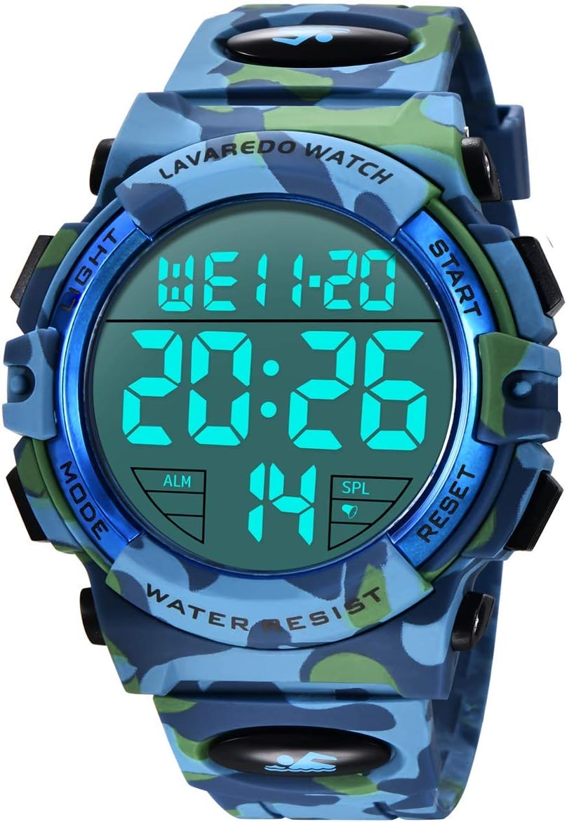 L LAVAREDO Mens Digital Watch Sports Military Watches Waterproof Outdoor Chronograph Wrist Watches for Men with LED Back Ligh/Alarm/Date