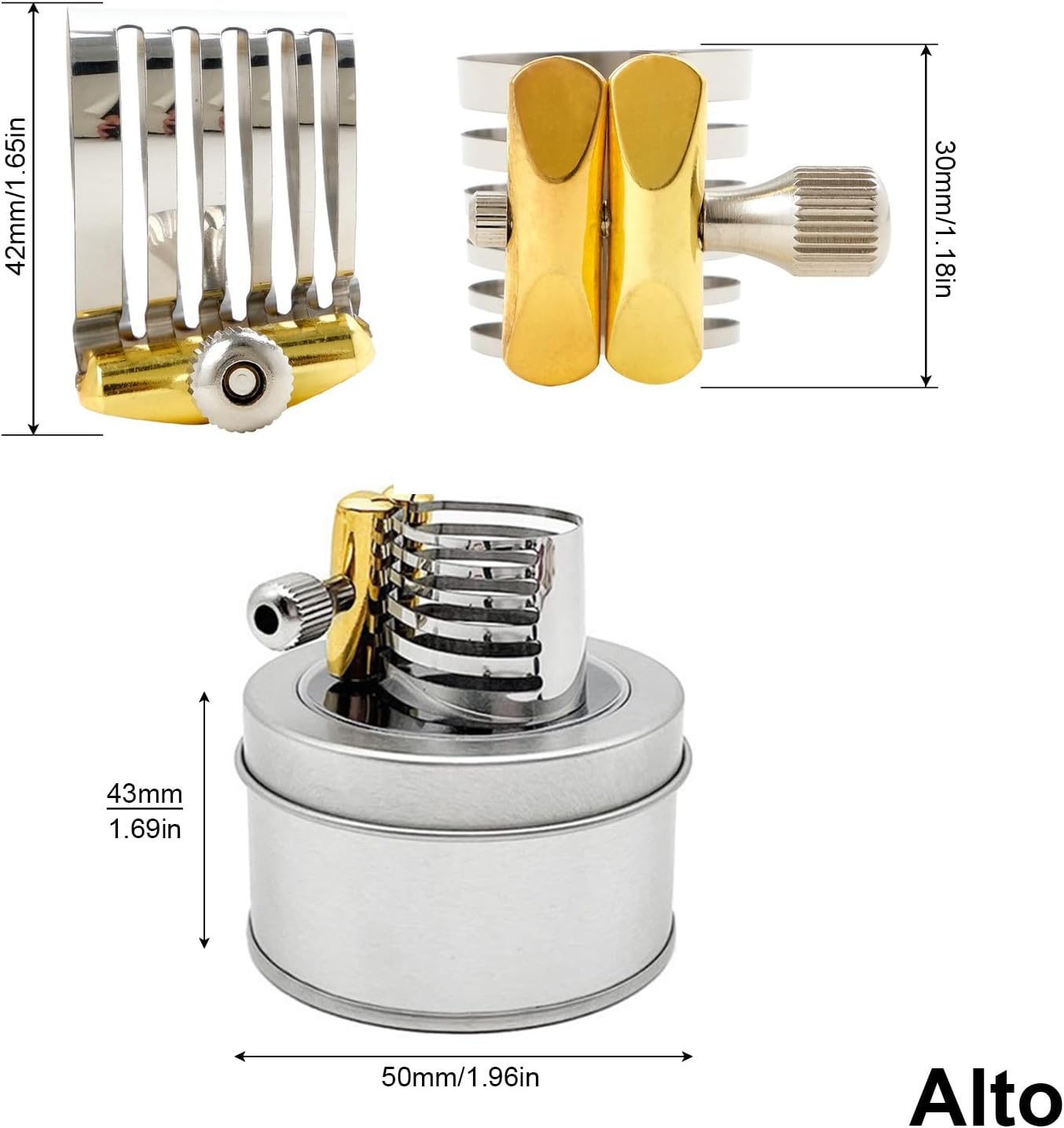 Alto Sax Saxophone Mouthpiece Ligature, Ligature for Professionals & Beginners, Stainless Steel, Gold
