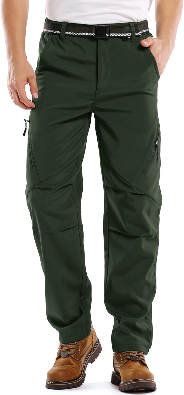 Men's Waterproof Pants Fleece Lined Insulated Winter Hiking Ski Snow Pants