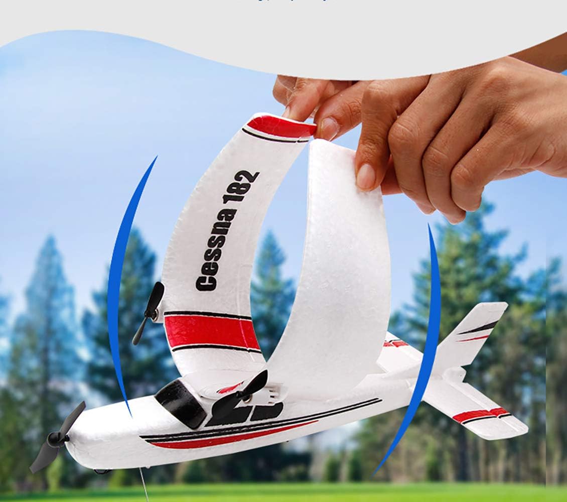 RC Plane Remote Control Airplane - PLRB Toys 2.4Ghz 2 Channels DIY RC Airplane Radio Control Cessna 182 Aircraft EPP Foam Glider Toys (Two Batteries)