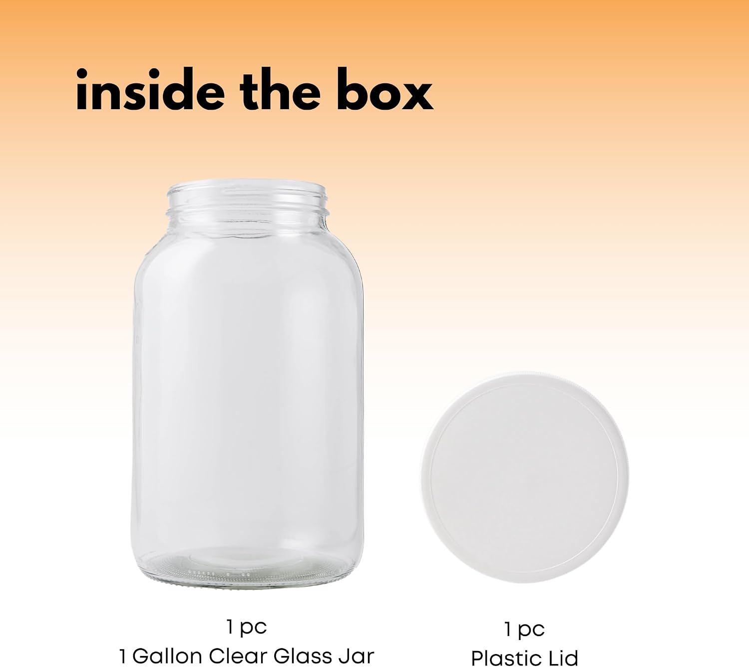 1 Gallon Glass Jar with Lid | Wide Mouth Container for Fermentation | Heavy-duty Large Glass Jar with Lid for kombucha, pickling and food storage | Glass Jars with Airtight Lid design