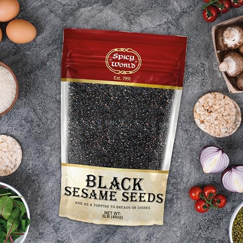 Raw Black Sesame Seeds 3 LB Bag - Natural - By Spicy World