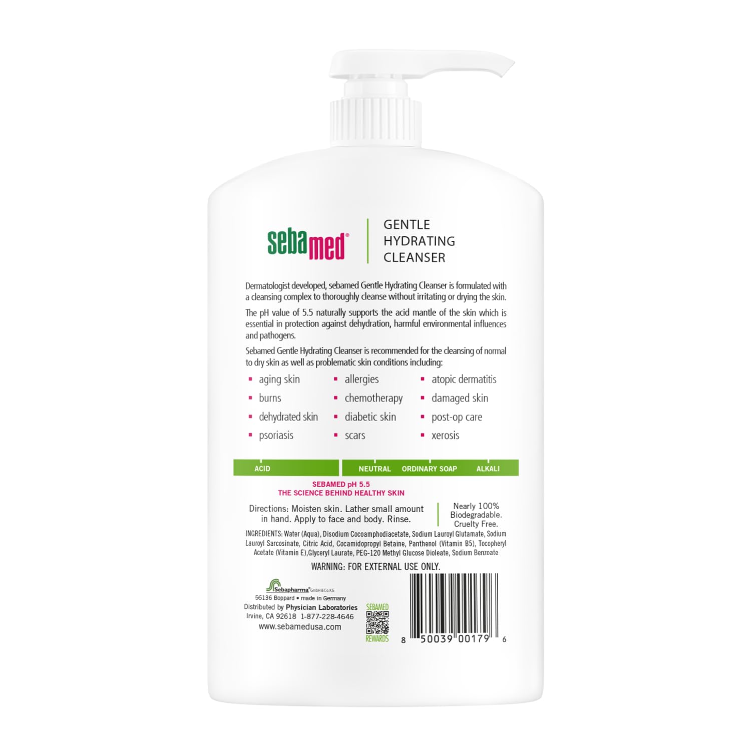 SEBAMED Fragrance-Free Gentle Face and Body Hydrating Cleanser pH 5.5 Dermatologist Recommended Ultra Mild Formula for Normal To Dry Sensitive Skin
