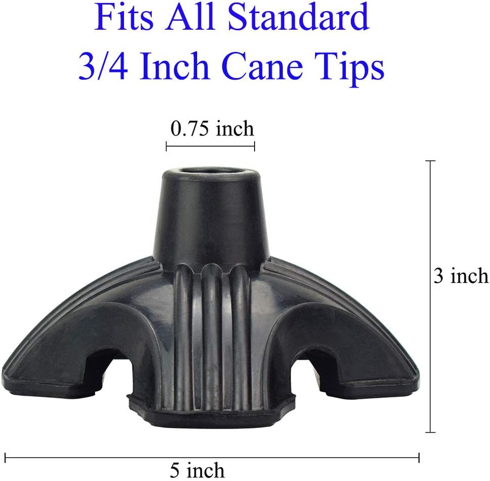 Beyoung Standing Quad Support Cane Tip Mobility Quadpod Stable Cane Support Walking Stick Base Tip Stabilizing Device Self Standing Quadruple Cane
