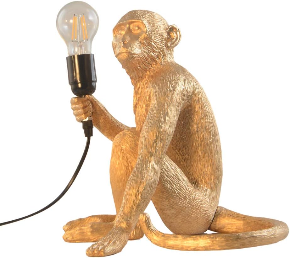 Golden Monkey Table Lamp, LongTN LED Resin Sitting Monkey Lighting