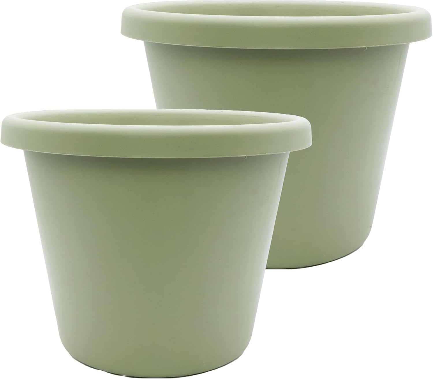 The HC Companies Classic Round Plastic Plant Pot w/Rolled Rim - Lightweight & UV Resistant Flower Pot for Herbs & More - Outdoor & Indoor Plant Pots w/Drainage (15.5 inch Warm Gray, Pack of 1)