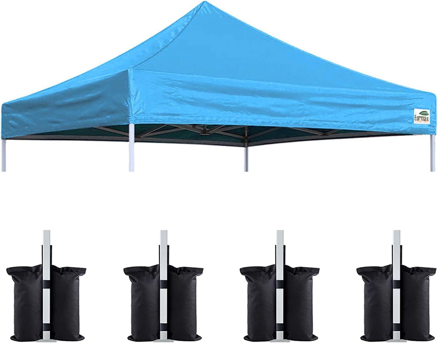 Eurmax USA 10x10 Pop Up Canopy Replacement Top,Universal Instant Canopy Cover ONLY,Heavy Duty UPF 50+ UV Protection,Water & Wind Resistant Tarp,30+ Colors Available,Bonus 4 Sand Bags (White)